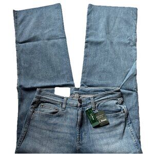 Ll Bean Everyday Relaxed Wide Leg Jeans Size 14 NWT Stonewashed Blue High Rise